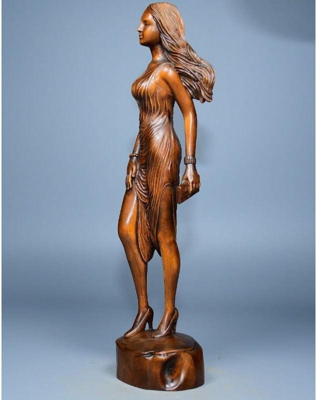 LimpaC Handmade Boxwood Woman Statue - Meditating Beauty Decor