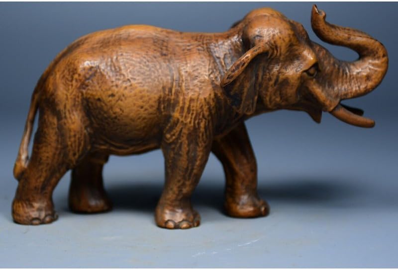 Handcrafted Boxwood Elephant Statue Meditating Decor