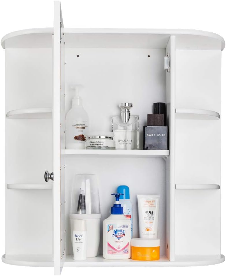 Volowoo Wall Mounted Mirror Cabinet with 3-Tier Storage