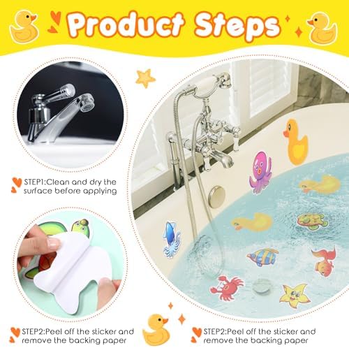 Chiisong 40 Pcs Non-Slip Bathtub Stickers with Scraper