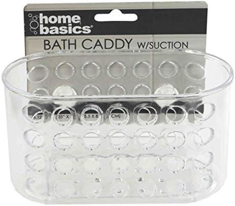 Home Basics Compact Clear Plastic Bath Caddy with Suction Cups