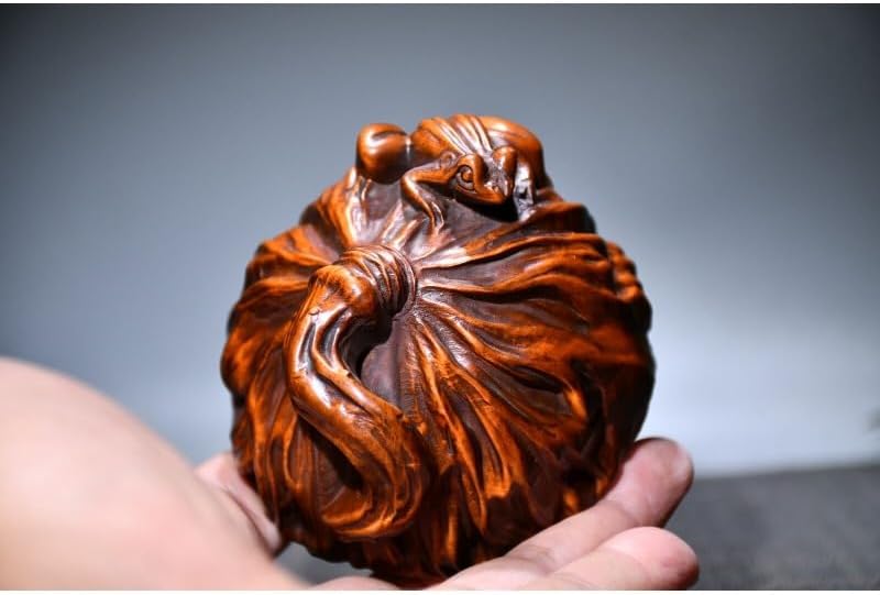 Handcrafted Boxwood Lucky Lotus Root Statue