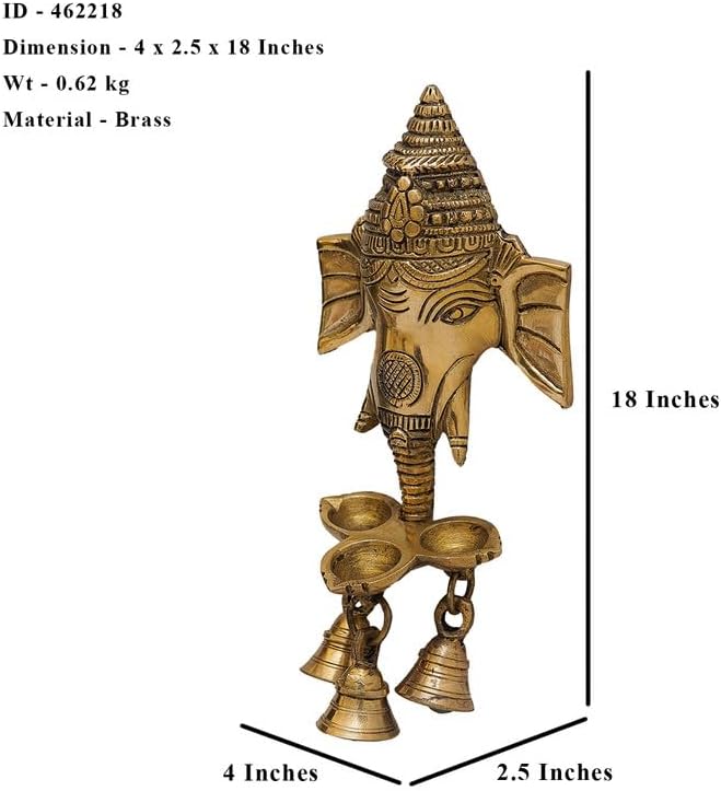 Statuestudio Brass Ganesha Diya Wall Hanging with Bells