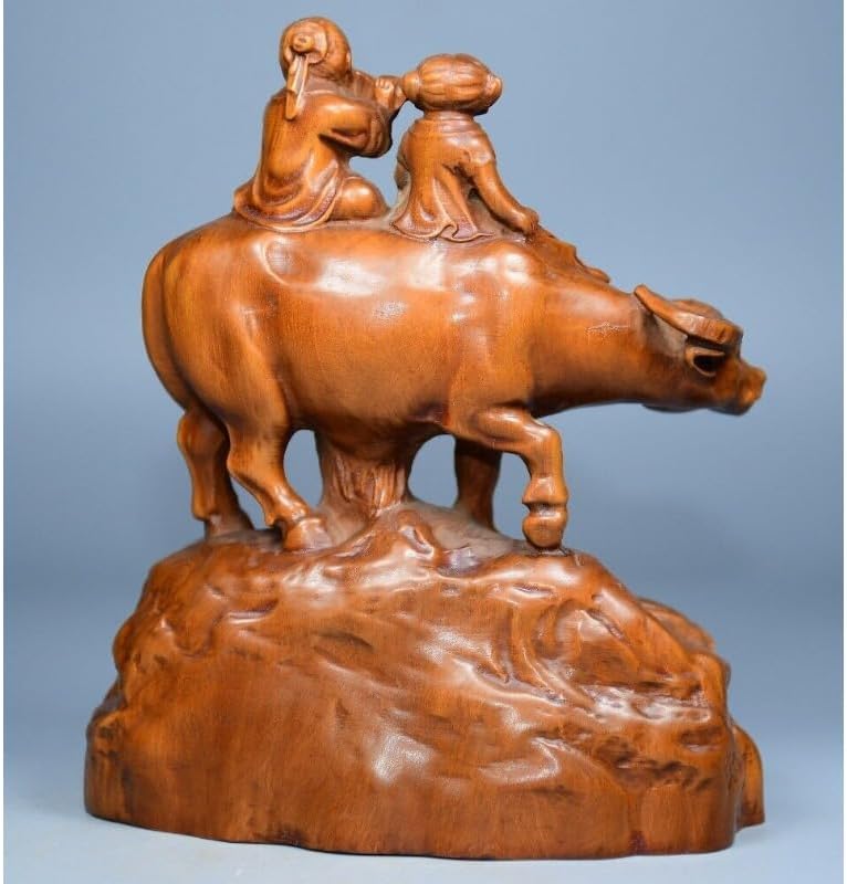 LimpaC Handmade Boxwood Ox Statue Decor