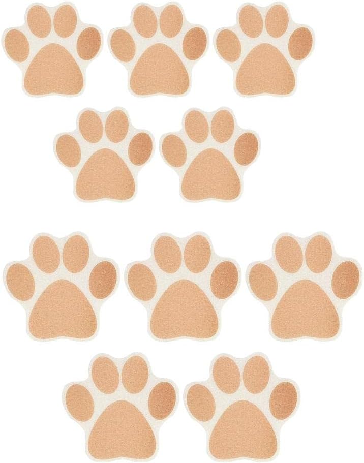 10pcs Nonslip Bathtub Dog Paw Stickers Anti Slip Appliques Brown