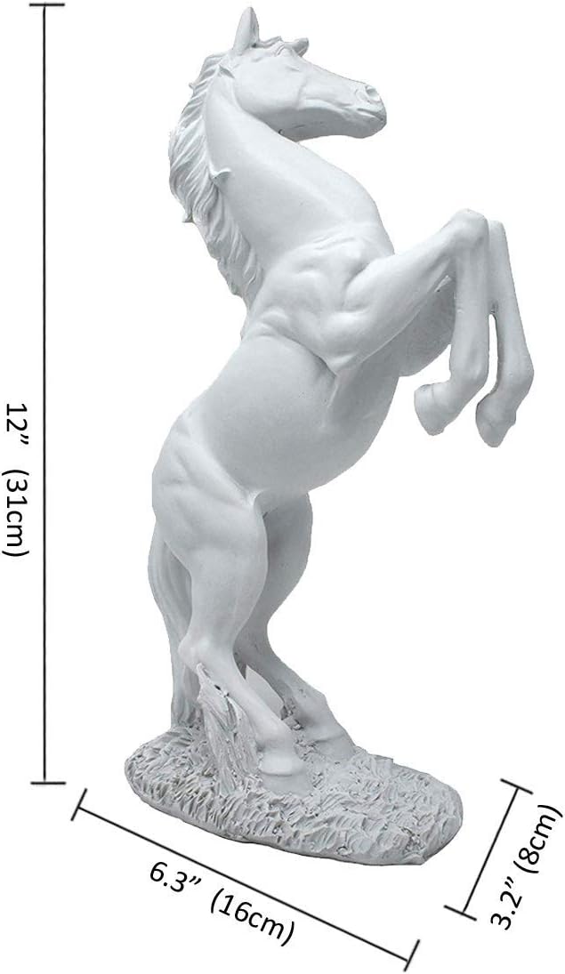 Lependor White Standing Horse Resin Statue Home Decor