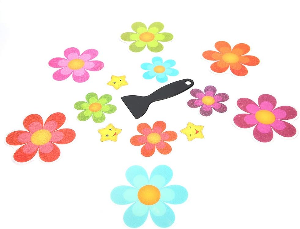 Glomora 13pcs Waterproof Non Slip Flower Stickers for Bathtub