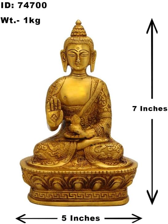 Statuestudio Decorative Brass Sitting Buddha Statue 7 Gold