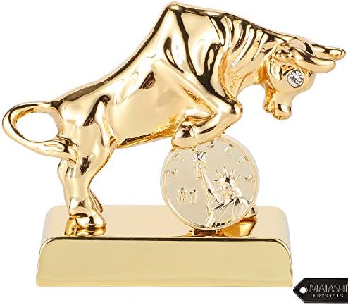 Matashi 24K Gold Plated Ox Bull Crystal Studded Statue