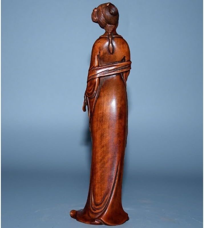 LimpaC Mini Boxwood Woman Statue Handcrafted Decor