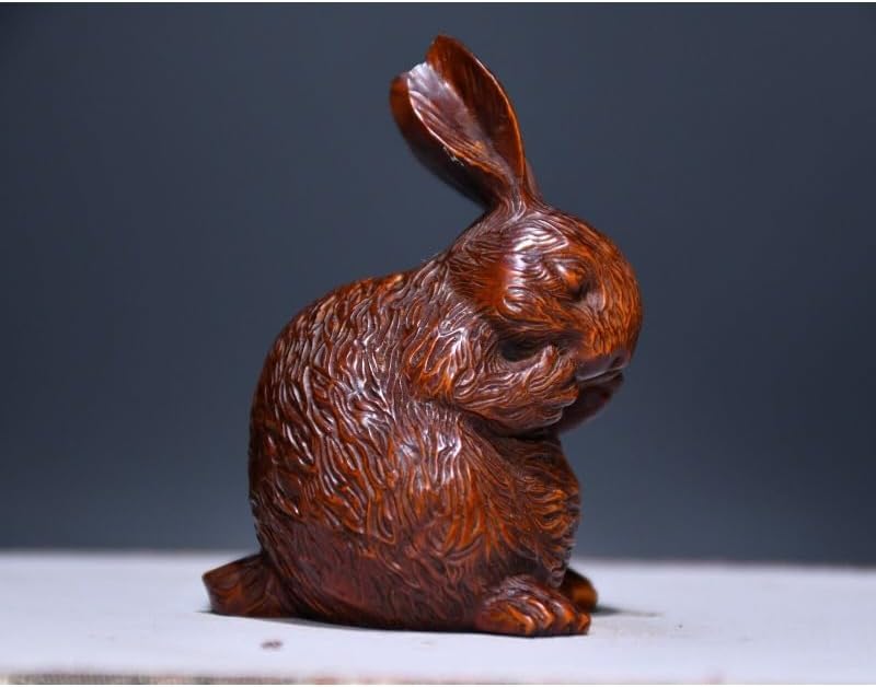 Boxwood Rabbit Zodiac Statues Handmade Decor