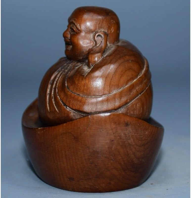LimpaC Mini Boxwood Maitreya Buddha Sculpture