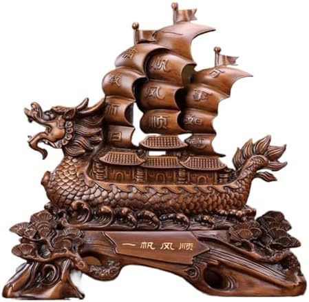 Chinese Feng Shui Resin Ship Statue for Wealth and Prosperity