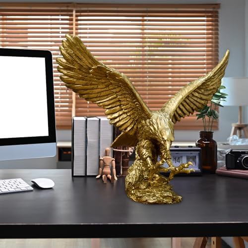 Golden Resin Flying Wild Eagle Statue - L Size