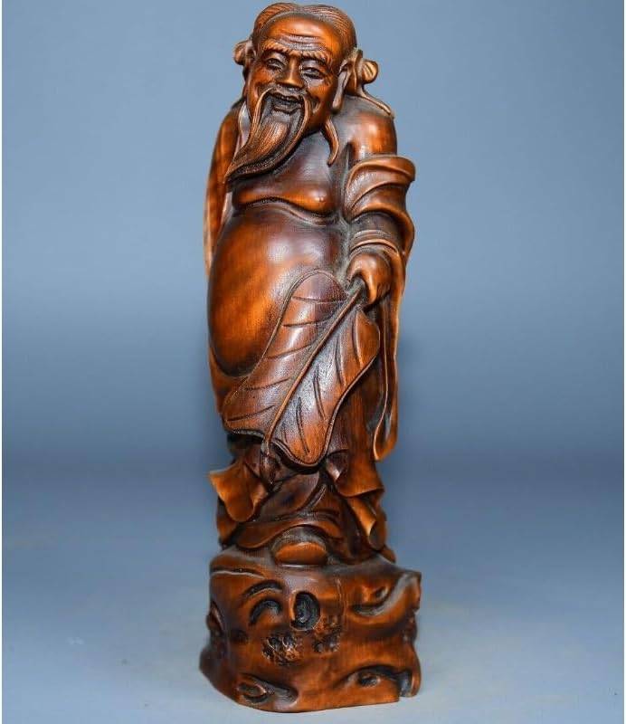 Handcrafted Boxwood Eight Immortals Han Zhongli Statue Decor