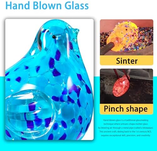 Handmade Blue Glass Bird Figurine Home Decor