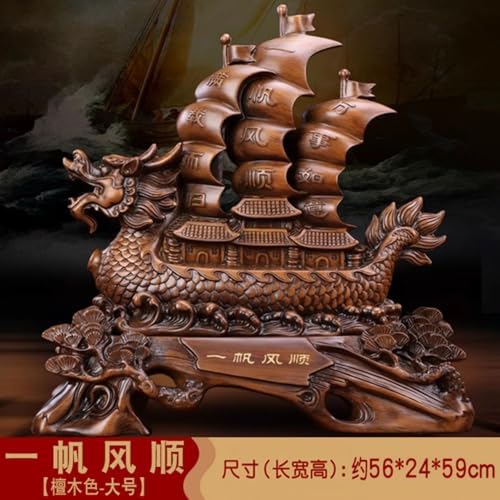 Chinese Feng Shui Resin Ship Statue for Wealth and Prosperity