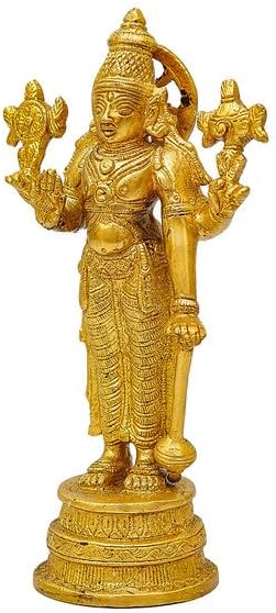 Statuestudio Lord Vishnu Standing Idol 8 Inch Brass