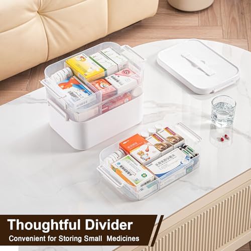 4-Tier Portable Medicine Cabinet with Handle and Removable Trays