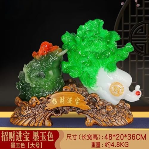 Feng Shui Resin Wealth Statue - Gold Coin on Cabbage for Prosperity