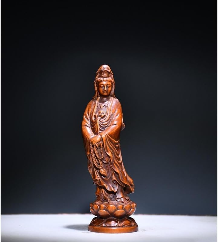LimpaC Handmade Boxwood Guanyin Statue