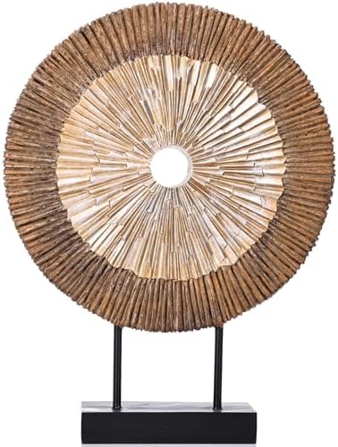 XMGZQ Modern Round Wood Statue Cabinet Decor