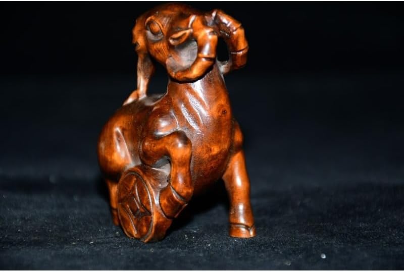 Collection Boxwood Sheep Wealth Statues Handmade Decor