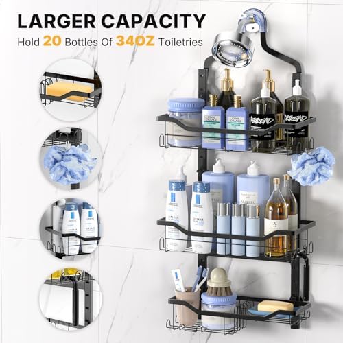 Foldable Shower Caddy - 3 Tier Adjustable No Drilling
