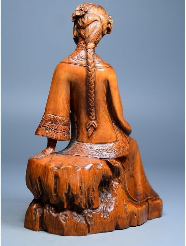 LimpaC Handmade Boxwood Meditating Woman Statue