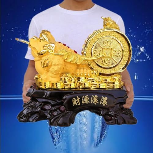 Feng Shui Wealth Attraction Golden Toad Sculpture - 38x21x32cm