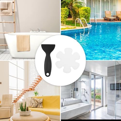 Heclia Transparent Non-Slip Bathtub Stickers 36 Mats Black Scraper