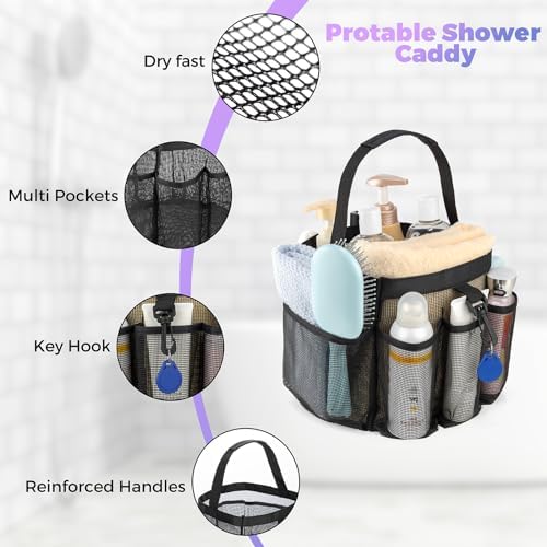 Mesh Shower Caddy Portable with 8 Pockets 1