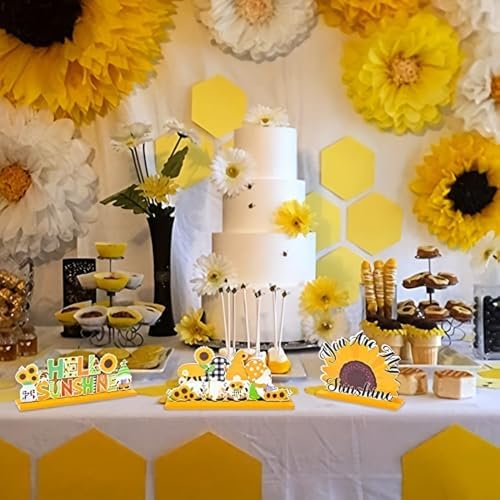 Wooden Summer Sunflowers Decor Statues 6pcs Set