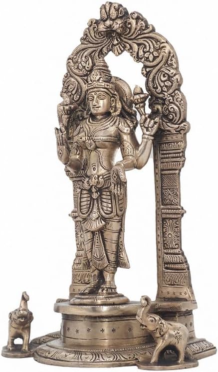 Statuestudio 9 Inch Brass Lakshmi Idol for Home Temple Puja