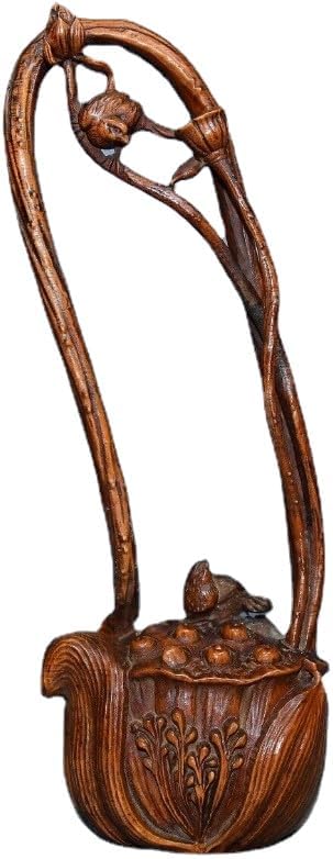 Handcrafted Boxwood Lotus Leaf Teapot Statue Decor 1