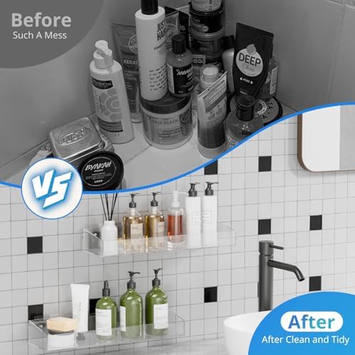 Durmmur 2Pack Acrylic Shower Shelves No Drilling