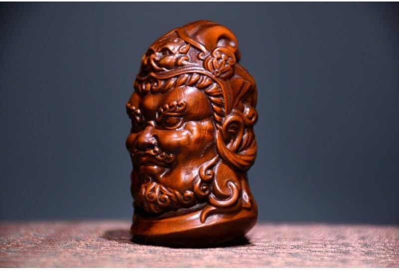 Handmade Boxwood Buddhist Statue Meditating Figurine Decor