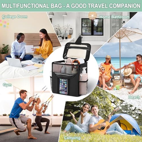 Portable Shower Caddy with Large Capacity and Quick Dry Design Black