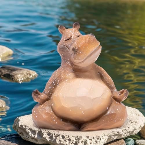 Hodao Yoga Hippo Statue for Home Decor