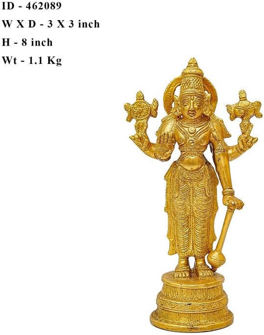 Statuestudio Lord Vishnu Standing Idol 8 Inch Brass
