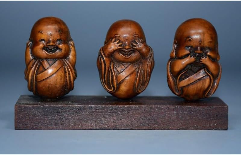 LimpaC Mini Boxwood Buddha Statues Set
