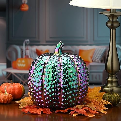 Iridescent Pumpkin Decoration 10 Inches Halloween