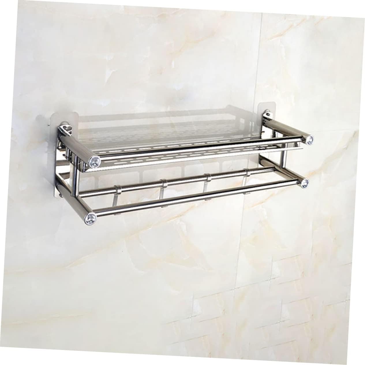 COOLHIYA Toilet Bathroom Storage Rack Non-punch Movable Hook Shampoo Holder