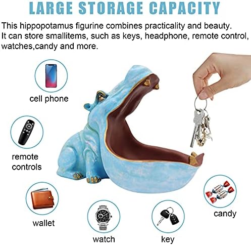 aboxoo Hippo Statue Resin Candy Dish Key Bowl Storage Box