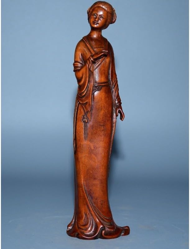 LimpaC Mini Boxwood Woman Statue Handcrafted Decor