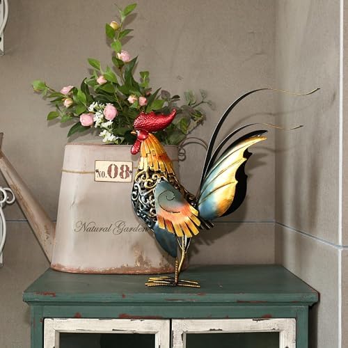 Too Arts Metal Carved Rooster Home Decor Sculpture