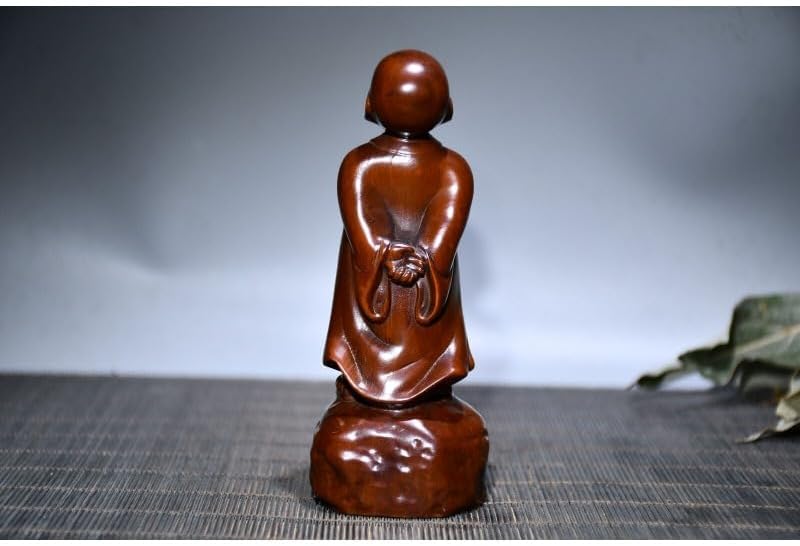LimpaC Handmade Boxwood Meditation Monk Statue