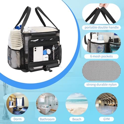 CUBETASTIC Portable Shower Caddy with 4 Side Pockets