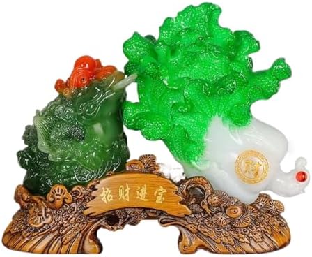 Feng Shui Resin Wealth Statue - Gold Coin on Cabbage for Prosperity
