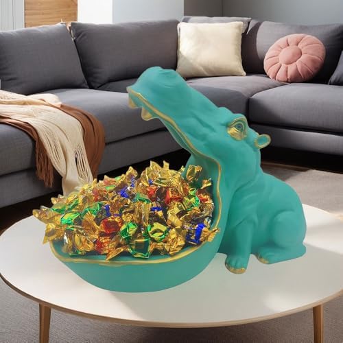 CUZOKOLA Turquoise Hippo Candy Dish Sculpture
